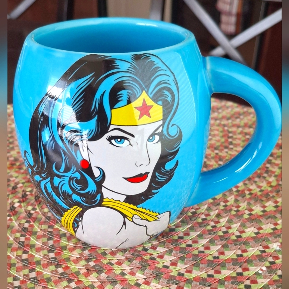 Blue Wonder Woman Coffee Mug DC Comics Collectible